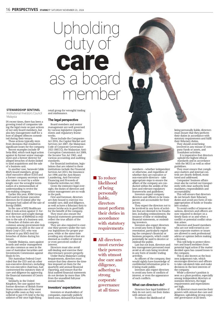 Upholding Duty of Care as a Board Member

